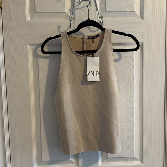 Zara Tops - NWT Zara faux suede beige top